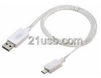 USB AM TO MICRO 5P CABLE 发光线 白色