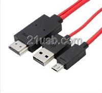 MHL视频线,MHL cable,MHL厂家,MHL高清线,HDMI 19PIN AM TO MICRO 5PIN + USB MHL CABLE